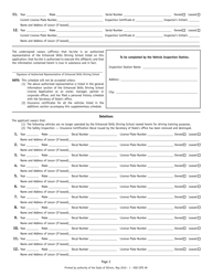Form DSD CDTS99 Schedule II Safety Inspection Enhanced Skills Driving School Motor Vehicle Fleet (Supplement - Additions and Deletions) - Illinois, Page 2