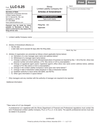 Document preview: Form LLC-5.25 Articles of Amendment - Illinois