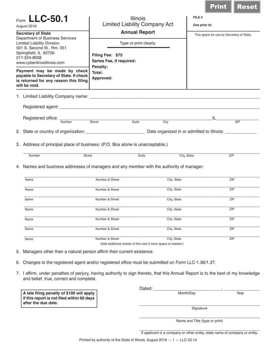 Form LLC50.1 Fill Out, Sign Online and Download Fillable PDF