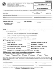 State Form 54244 &quot;Unemployment Insurance Protest (Employer)&quot; - Indiana