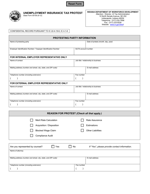 State Form 55109 Printable Pdf