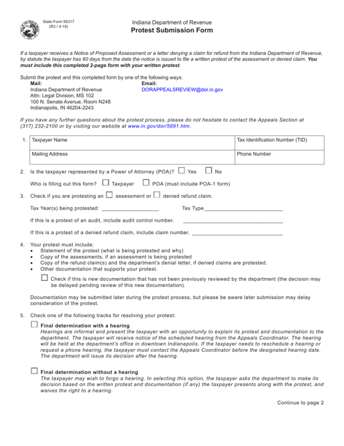 State Form 56317  Printable Pdf