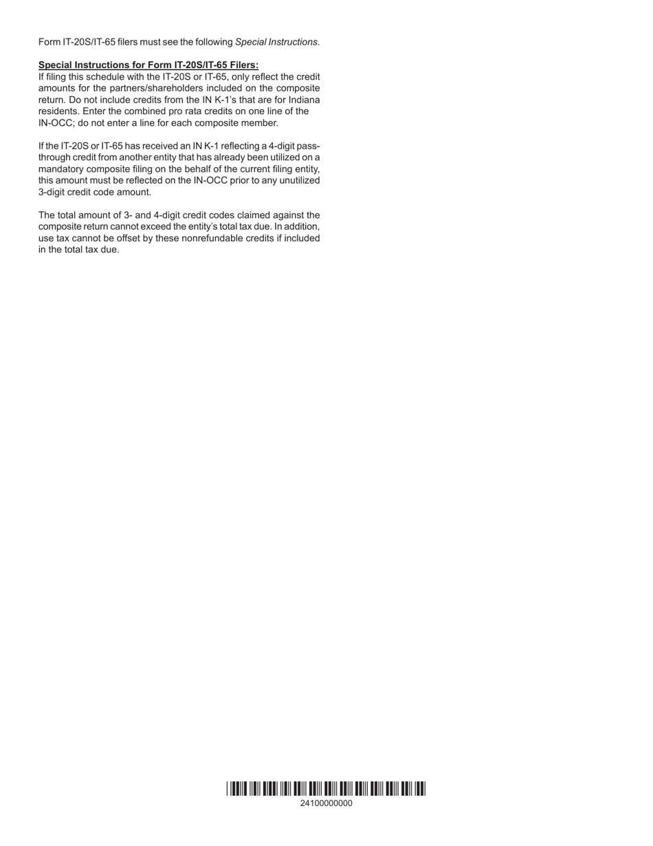 State Form 55629 Schedule IN-OCC Other Certified Credits - Indiana, Page 3