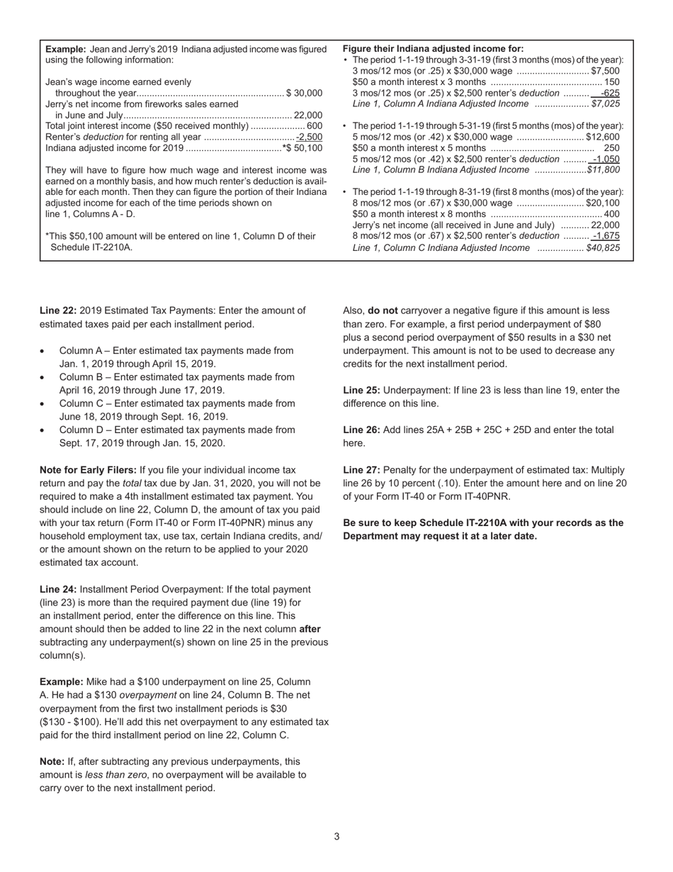 State Form 48437 Schedule IT-2210A Annualized Income Schedule for the Underpayment of Estimated Tax by Individuals - Indiana, Page 5