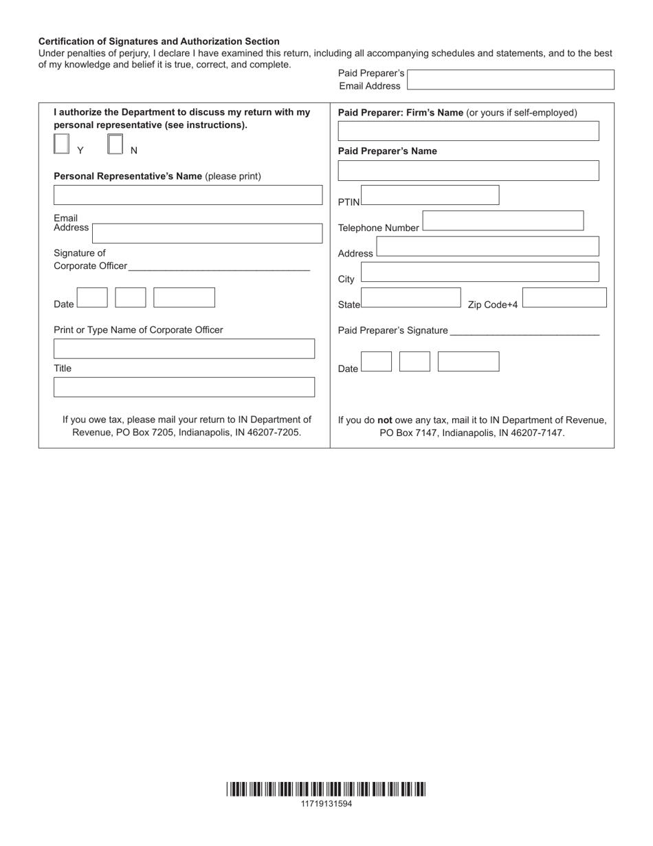 Form IT-20S (State Form 10814) Indiana S Corporation Income Tax Return - Indiana, Page 3