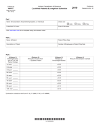 State Form 54084 Schedule IN-PAT Qualified Patents Exemption Schedule - Indiana