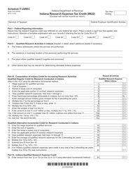 State Form 49184 Schedule IT-20REC Indiana Research Expense Tax Credit (#822) - Indiana