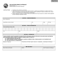 State Form 56166 &quot;Collector Vehicle Affidavit&quot; - Indiana