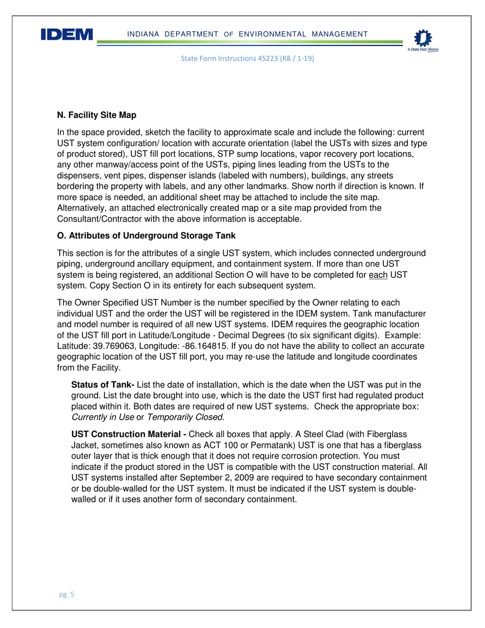 Instructions for State Form 45223 Notification for Underground Storage Tanks Systems - Indiana, Page 5