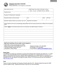 State Form 55542 Request for Public Record - Indiana