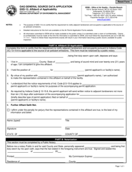 Form GSD-13 (State Form 51603) &quot;General Source Data - Affidavit of Applicability&quot; - Indiana