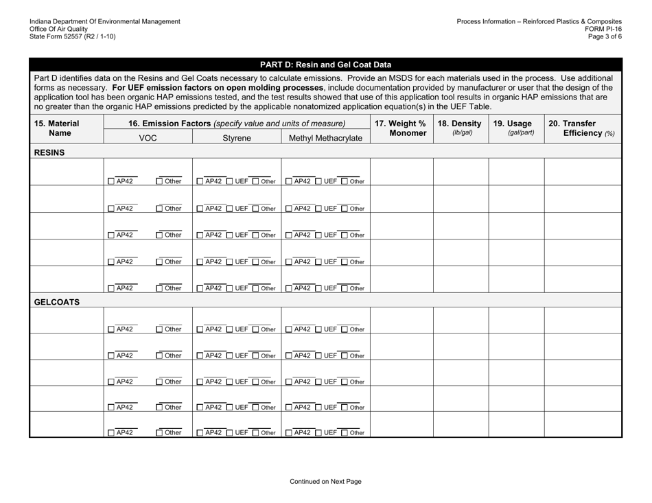 Form PI-16 (State Form 52557) Reinforced Plastics  Composites - Indiana, Page 3