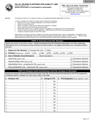 Form PAL-02 (State Form 52452) &quot;Revised Plantwide Applicability Limit&quot; - Indiana