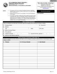 Form EC-04 (State Form 51906) &quot;Emission Credit Registry - Emission Credit Request&quot; - Indiana