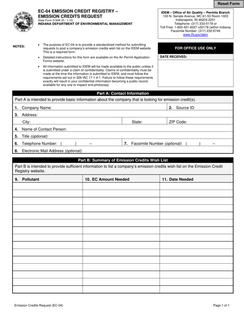 Form EC-04 (State Form 51906)  Printable Pdf