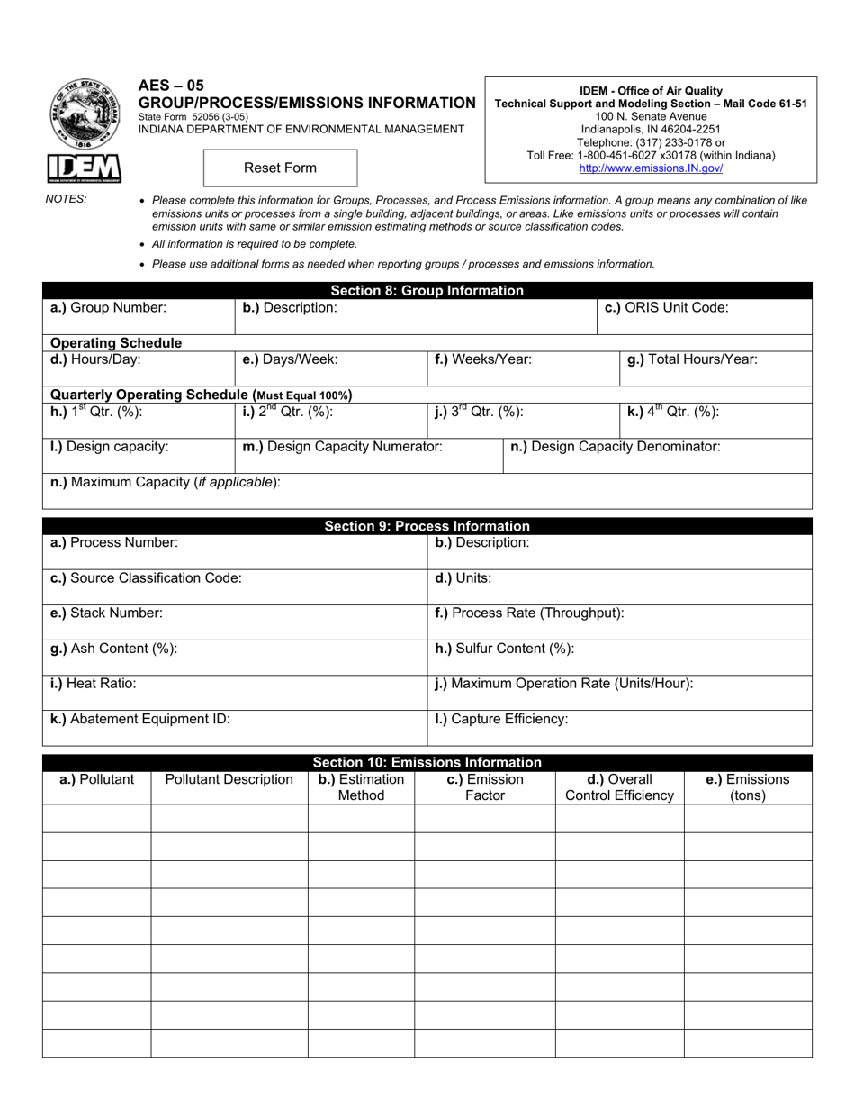 Form AES05 (State Form 52056) Fill Out, Sign Online and Download