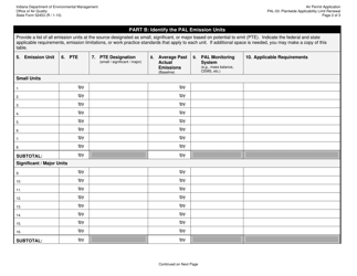 Form PAL-03 (State Form 52453) Plantwide Applicability Limit Renewal - Indiana, Page 2