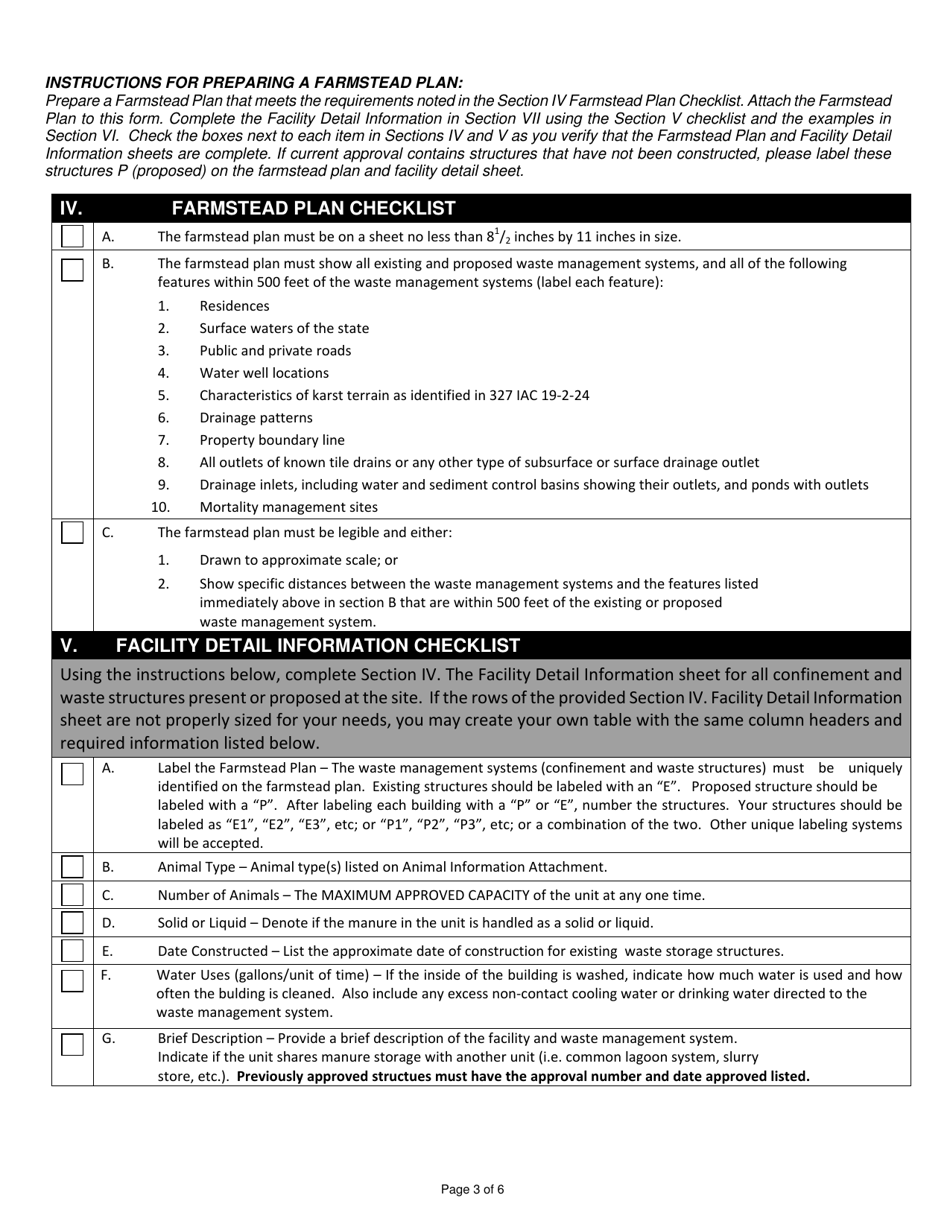 State Form 50209 Confined Feeding Operation Facility Change Notification - Indiana, Page 3