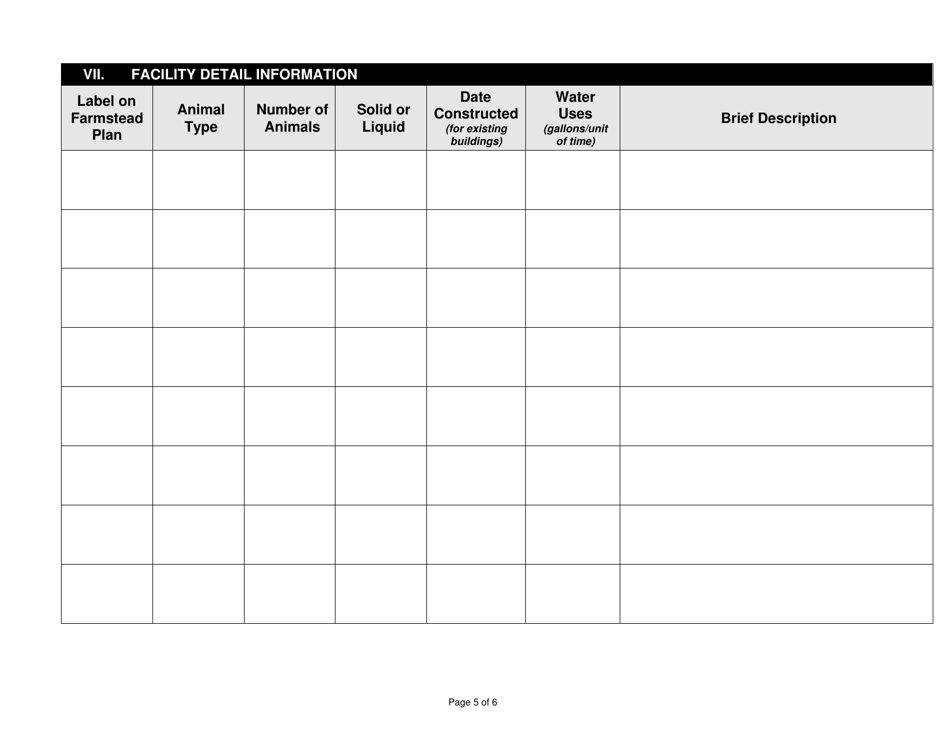 State Form 50209 Confined Feeding Operation Facility Change Notification - Indiana, Page 5