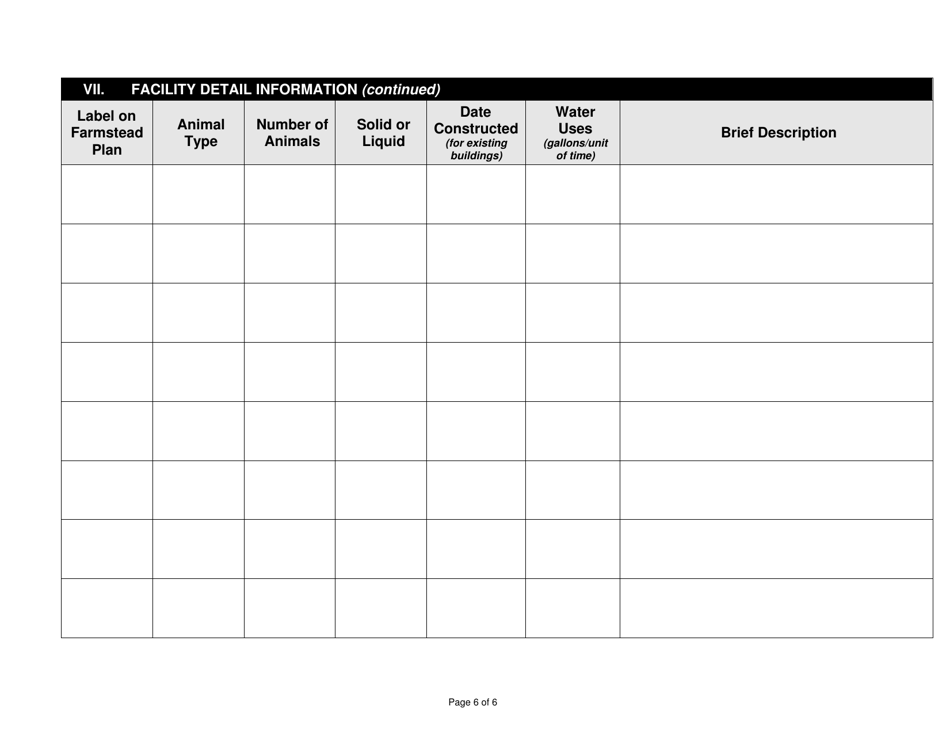State Form 50209 Confined Feeding Operation Facility Change Notification - Indiana, Page 6