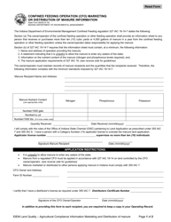 State Form 56029 Confined Feeding Operation (Cfo) Marketing or Distribution of Manure Information - Indiana