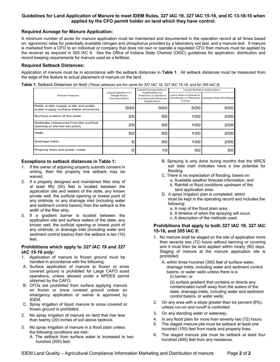 State Form 56029 Confined Feeding Operation (Cfo) Marketing or Distribution of Manure Information - Indiana, Page 2