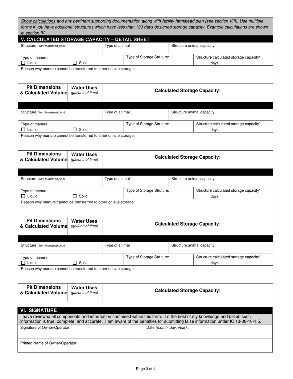 State Form 55162 Confined Feeding Operation Request to Amend Approval to Allow Surface Application of Manure to Frozen or Snowcovered Ground - Indiana, Page 3