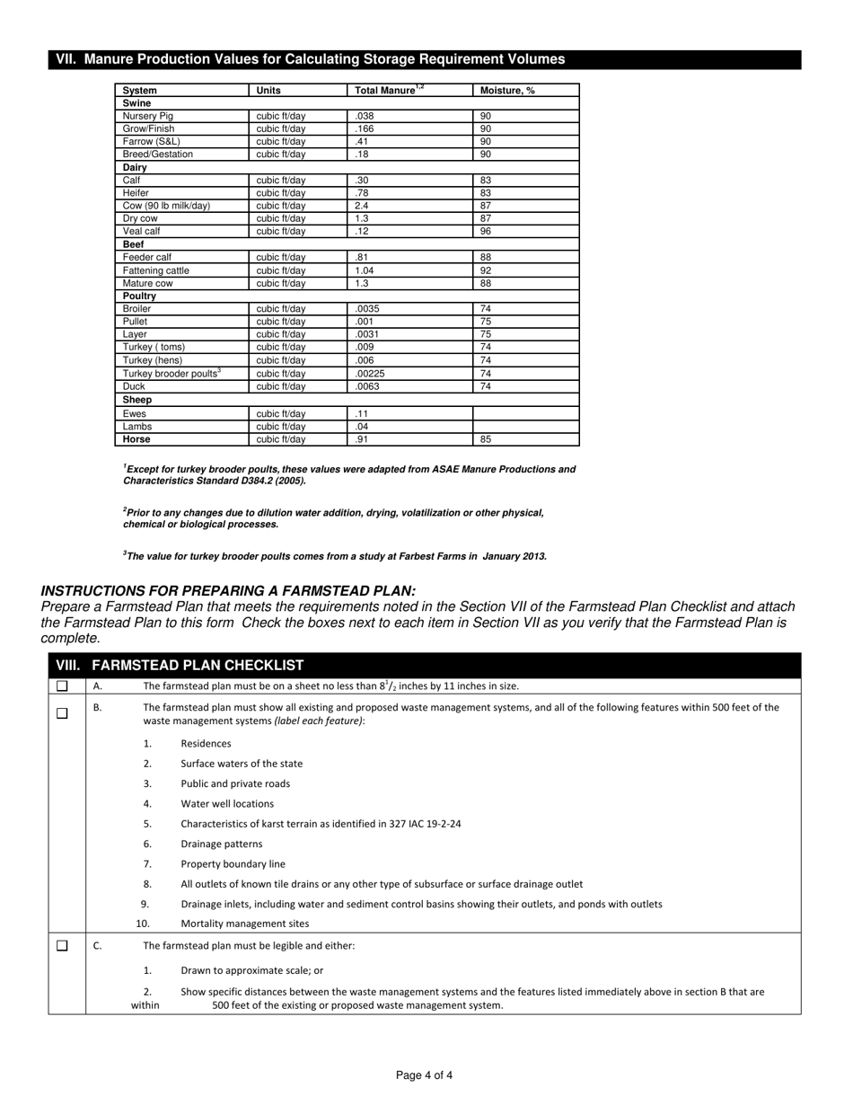 State Form 55162 Confined Feeding Operation Request to Amend Approval to Allow Surface Application of Manure to Frozen or Snowcovered Ground - Indiana, Page 4