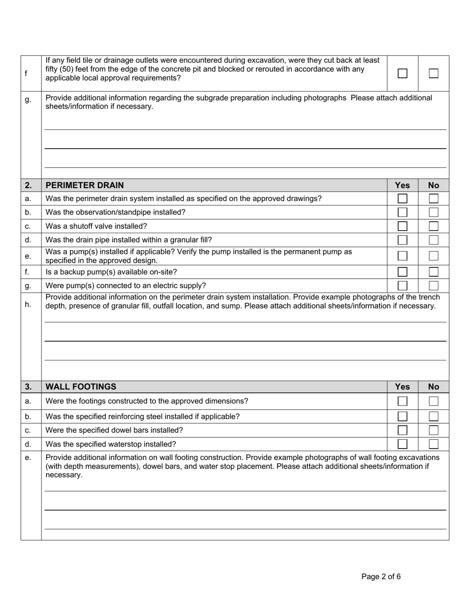 State Form 55053 Professional Engineer Certification Construction of Concrete Liquid Manure Storage Structures - Indiana, Page 2