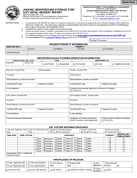 State Form 54487 Leaking Underground Storage Tank (Ust) Initial Incident Report - Indiana