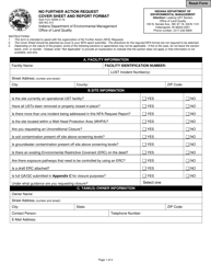 Document preview: State Form 56088 No Further Action Request Cover Sheet and Report Format - Indiana