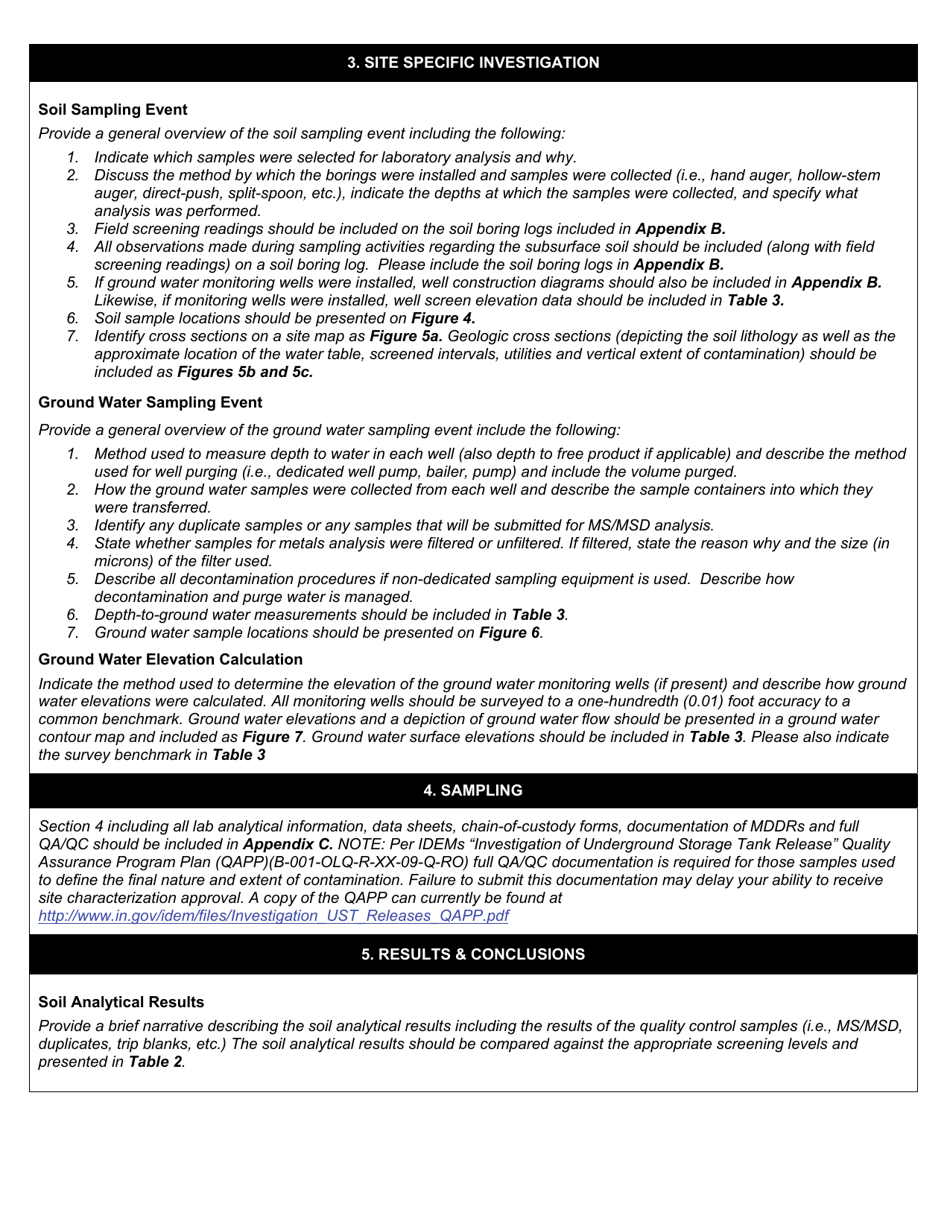 State Form 55441 Lust Further Site Investigation (Fsi) Report Cover Sheet  Report Format - Indiana, Page 4