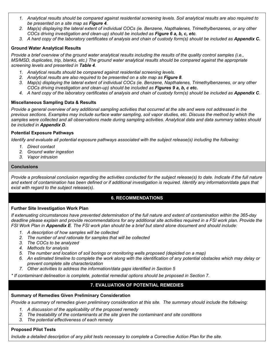 State Form 55441 Lust Further Site Investigation (Fsi) Report Cover Sheet  Report Format - Indiana, Page 5
