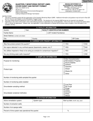 State Form 56087 Quarterly Monitoring Report (Qmr) Cover Sheet and Report Format - Indiana