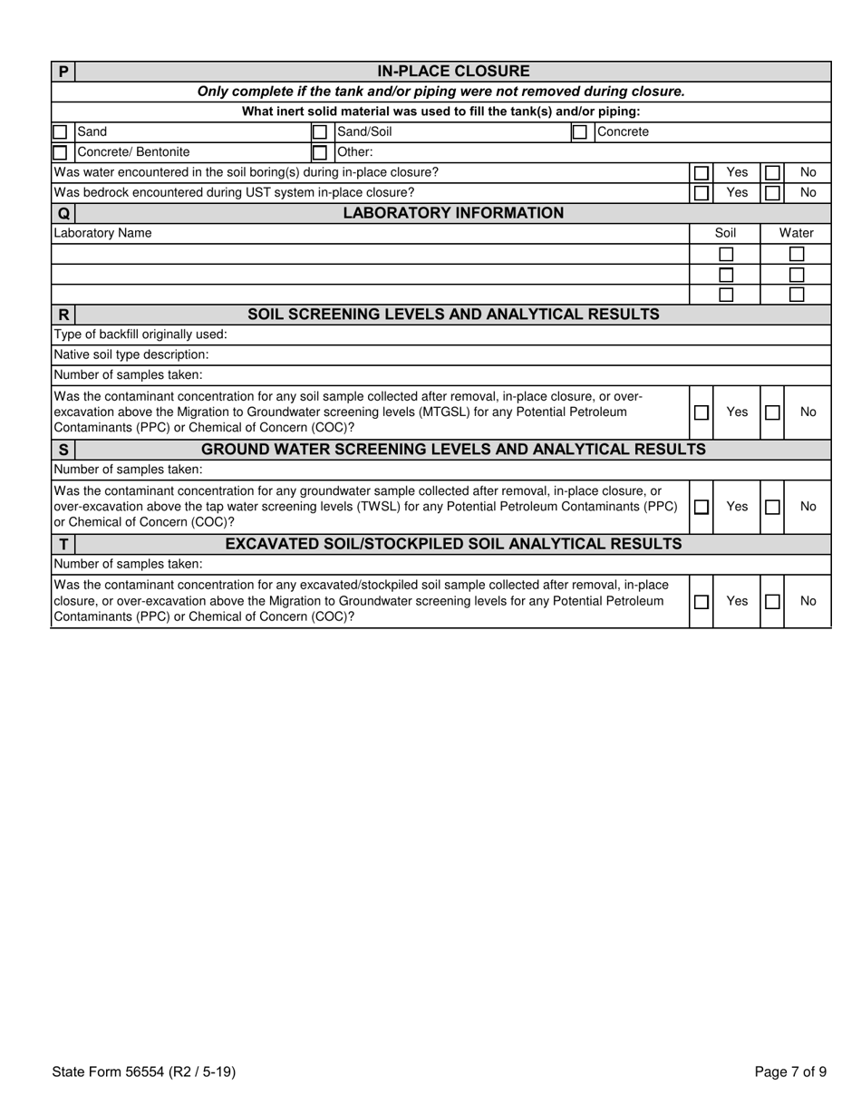 State Form 56554 Underground Storage Tank Systems Closure Report - Indiana, Page 7