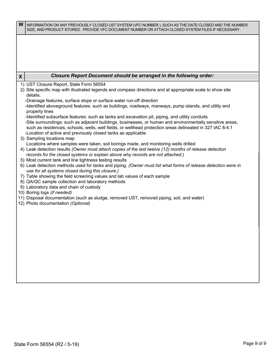 State Form 56554 Underground Storage Tank Systems Closure Report - Indiana, Page 9