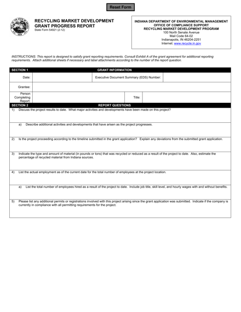 State Form 54921  Printable Pdf