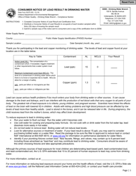 State Form 55275 Consumer Notice of Lead Result in Drinking Water - Indiana