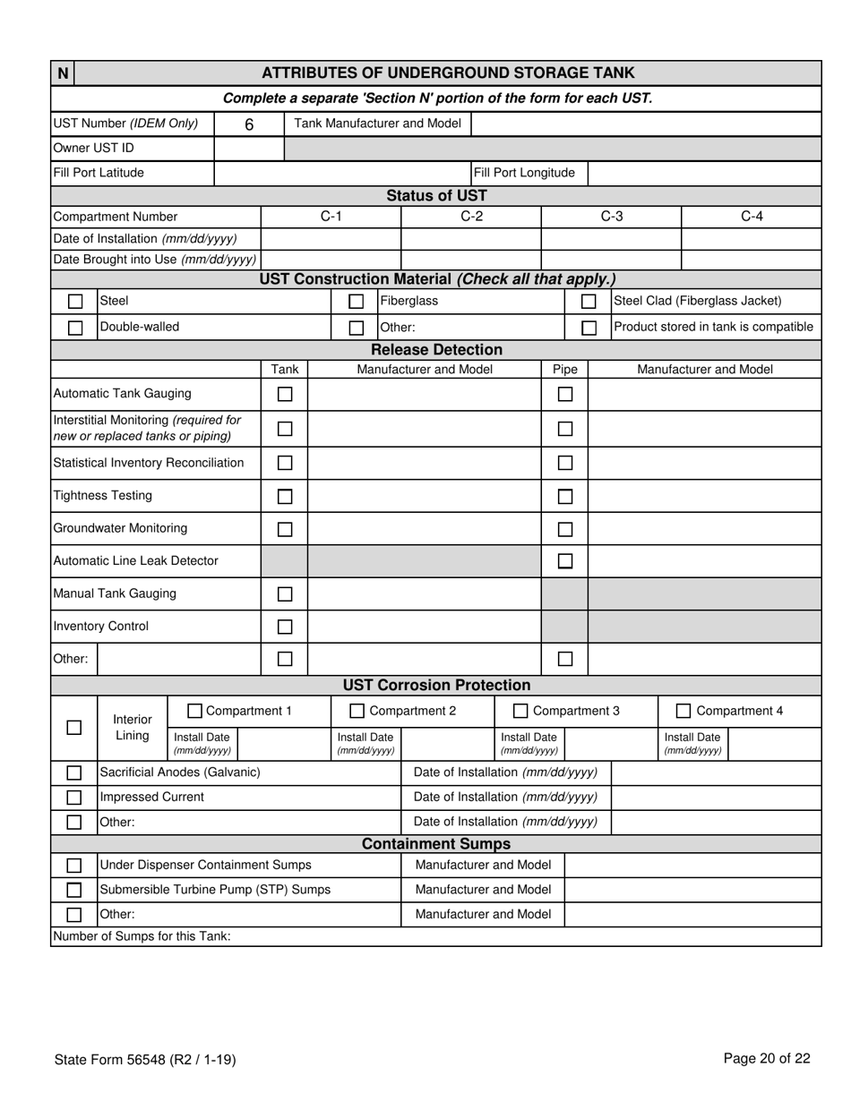 State Form 56548 Initial Registration for Underground Storage Tanks - Indiana, Page 20