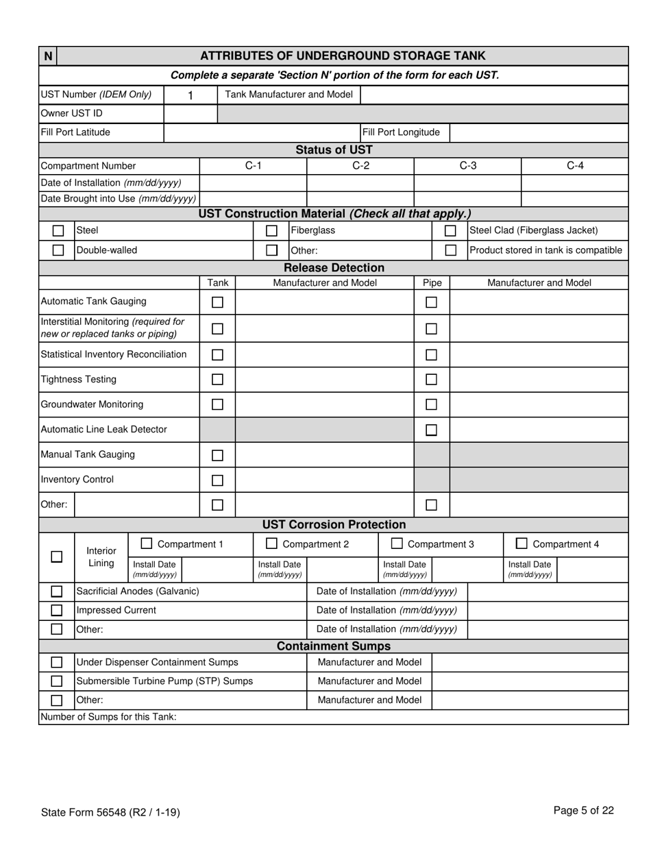 State Form 56548 Initial Registration for Underground Storage Tanks - Indiana, Page 5
