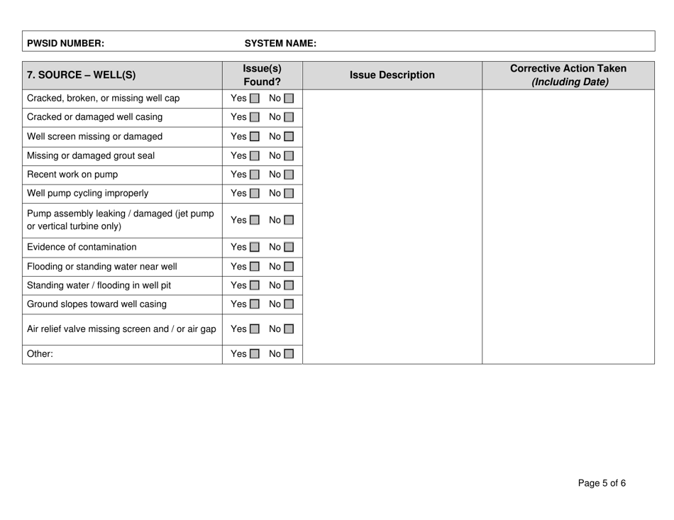 State Form 55983 Level 2 Assessment - Transient Public Water System - Indiana, Page 5