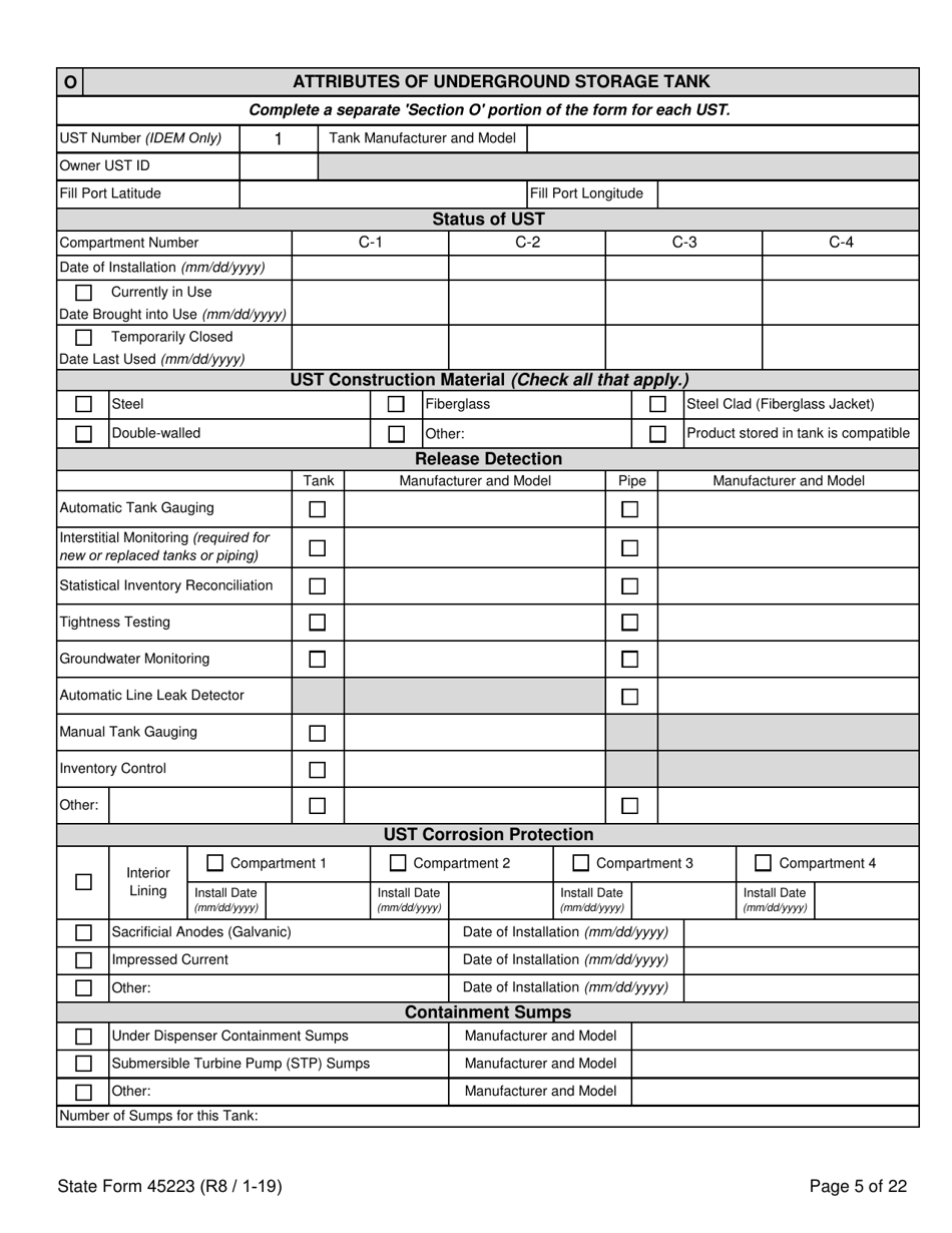State Form 45223 Notification for Underground Storage Tank Systems - Indiana, Page 5