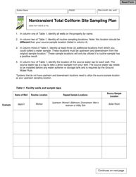 State Form 53016 Nontransient Total Coliform Site Sampling Plan - Indiana