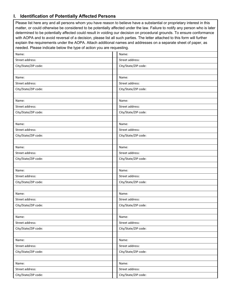 State Form 49456 Identification of Potentially Affected Parties - Indiana, Page 2