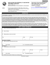 Document preview: State Form 50000 Application for Approval to Use Water Treatment Additives - Indiana