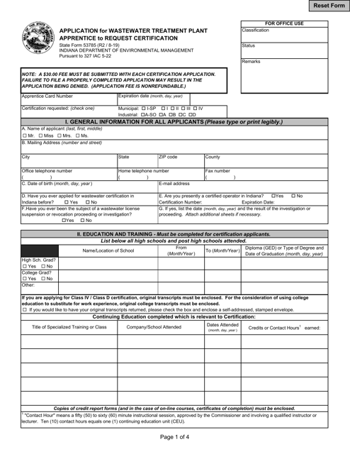 State Form 53785  Printable Pdf