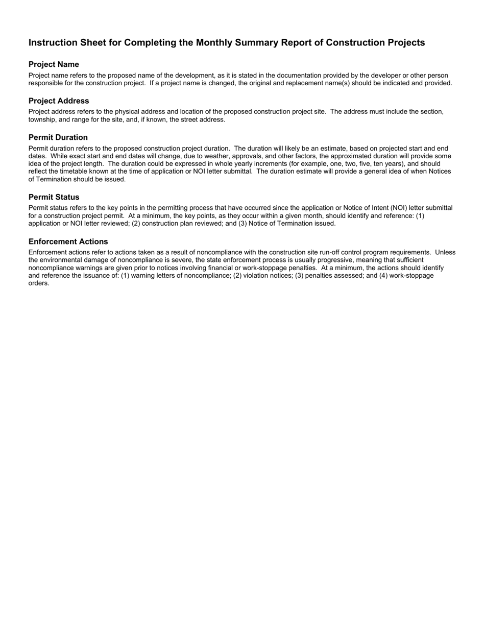 State Form 51276 Rule 13 - Monthly Summary Report of Construction Projects - Indiana, Page 2