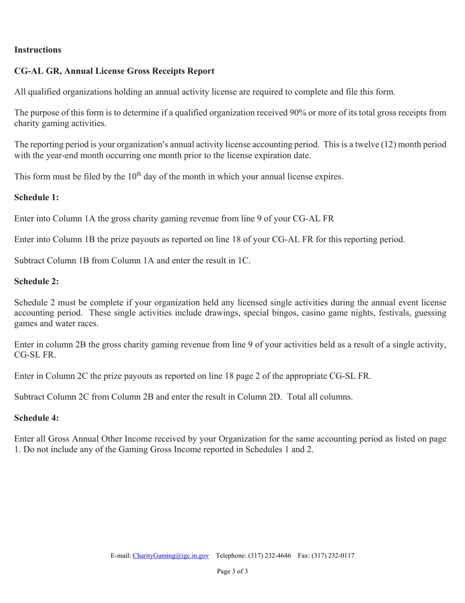 Form CG-21 (State Form 47835) Annual License Gross Receipts Report - Indiana, Page 3