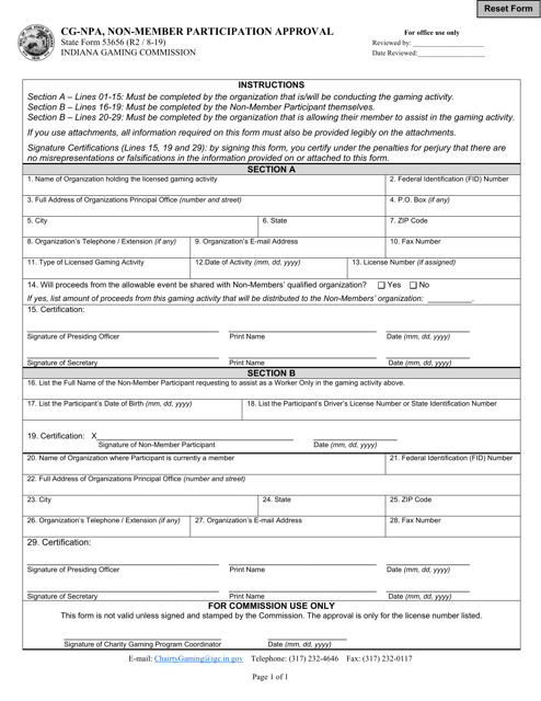 Form CG-NPA (State Form 53656) Non-member Participation Approval - Indiana
