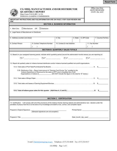 Form CG-MDQ (State Form 51414)  Printable Pdf